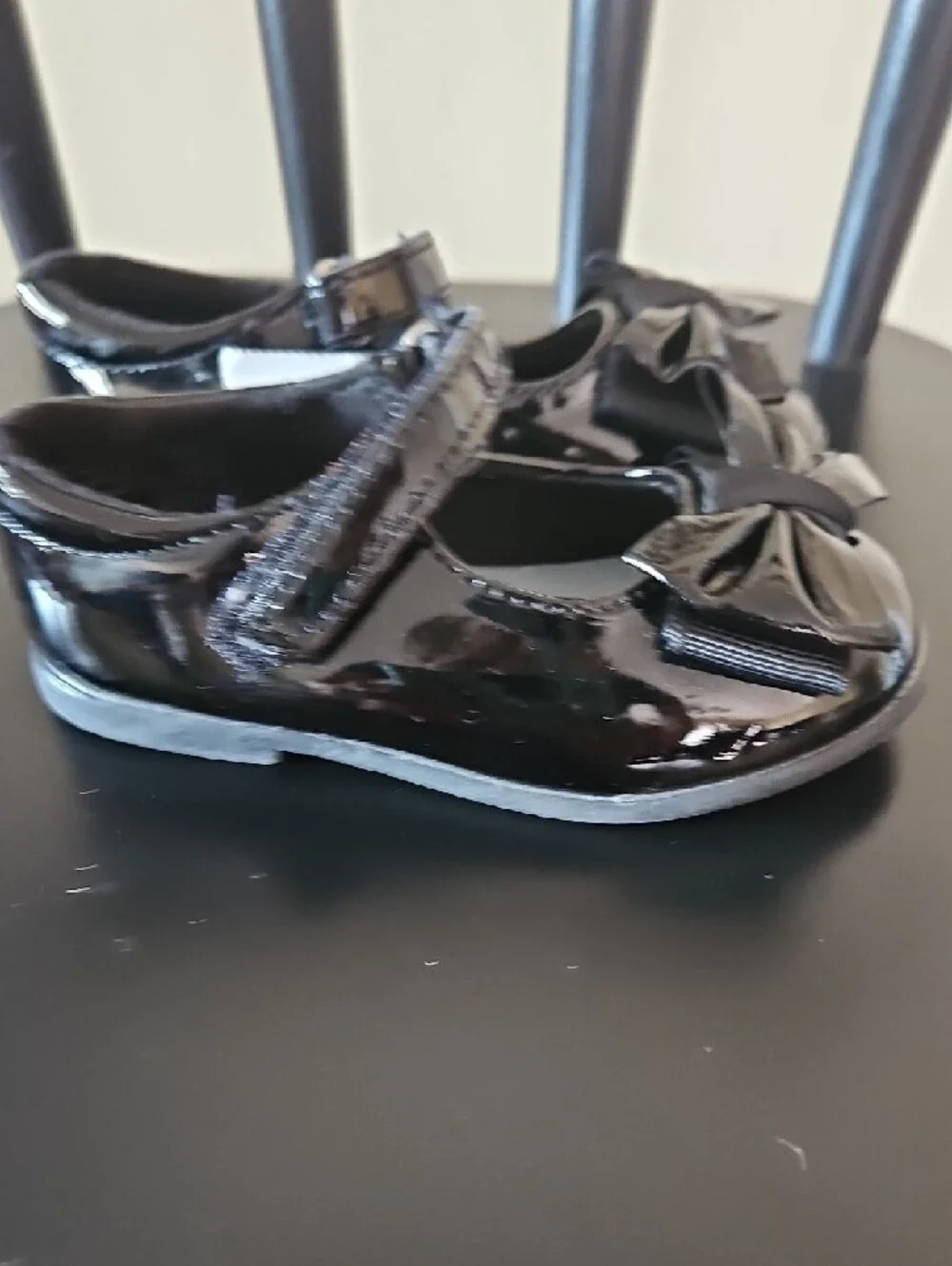 SmartFit Toddler Black Patent Mary Jane Dress Shoes with Bow